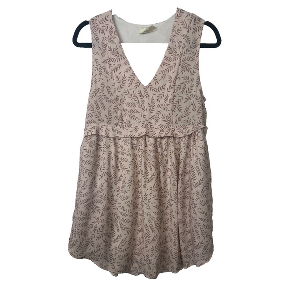 dRA Kelli Murray Women Babydoll Dress S Pink with Tan Leaves Lined Pockets A19 - Picture 1 of 7